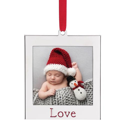 Love Frame Silver Plate Christmas Ornament - 2x2 Photo Display