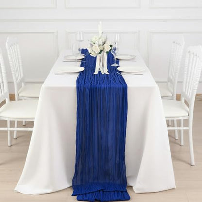 Royal Blue Cheesecloth Table Runner 120 Inch - Boho Wedding Decor, Set of 12