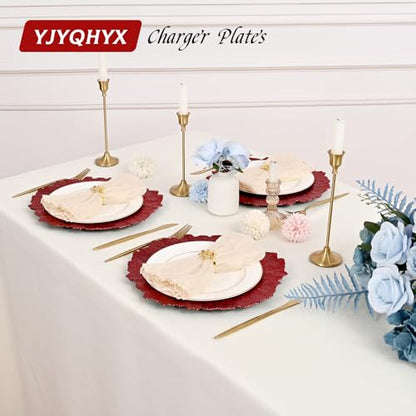 50 Pack Red 13-Inch Reef Charger Plates Bulk - Elegant Table Decor