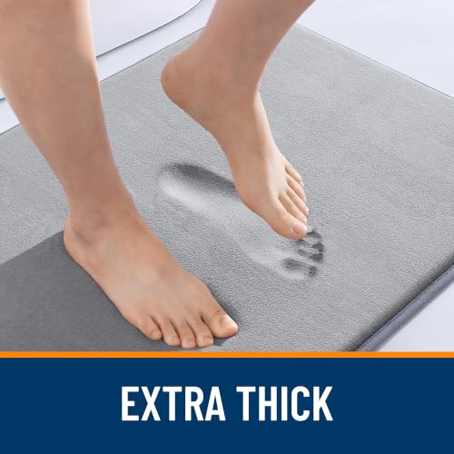 Grey Memory Foam Bath Mat 30x20 Inches - Super Soft Absorbent Bathroom Rug