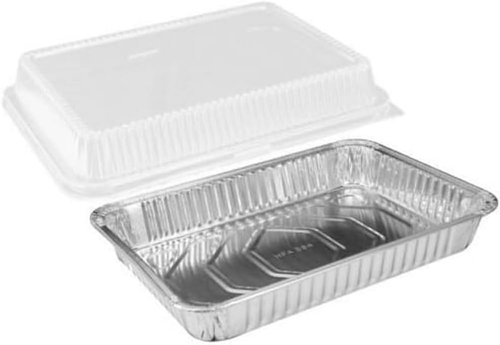 PACTOGO Disposable Aluminum Foil Cake Pans with Dome Lids - 13" x 9" x 2" | 108 Oz for Baking & Storing (12 Sets)