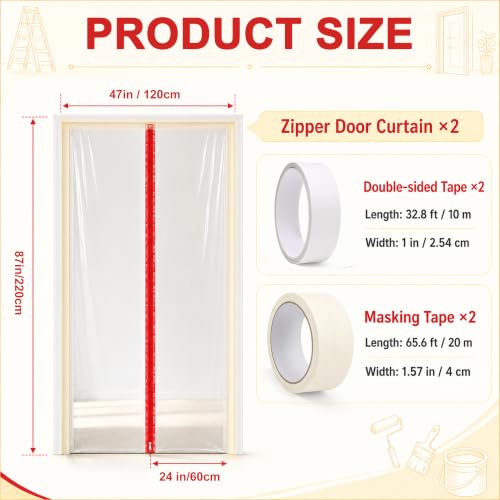 Dust Barrier Plastic Zipper Door Kit for Home Renovation and Dust Protection