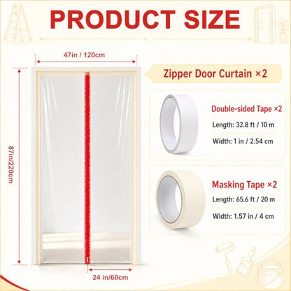 Dust Barrier Plastic Zipper Door Kit for Home Renovation and Dust Protection