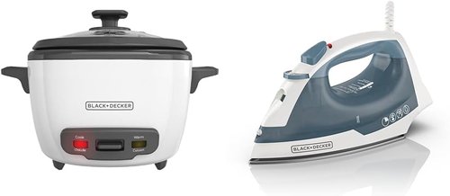 BLACK+DECKER 16-Cup Rice Cooker - Easy One-Touch Operation, Removable Non-Stick Bowl | Compact Design & Steaming Basket