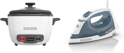 BLACK+DECKER 16-Cup Rice Cooker - Easy One-Touch Operation, Removable Non-Stick Bowl | Compact Design & Steaming Basket