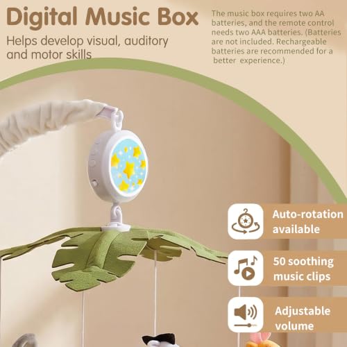 Baby Crib Mobile with Music and Plush Characters for Nursery