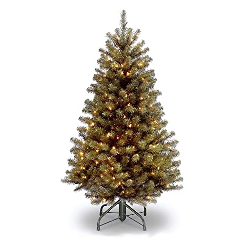 4.5ft Pre-Lit North Valley Spruce Christmas Tree - Includes 200 Lights, Hinged Branches, 32in Base