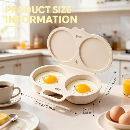 Microwave Egg Poacher for 2 Eggs - Food-Grade PP, Portable Breakfast Maker
