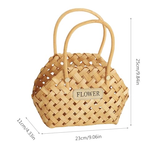 Handcrafted Wood Chip Storage Basket A - Lightweight Decorative Fruit and Flower Basket