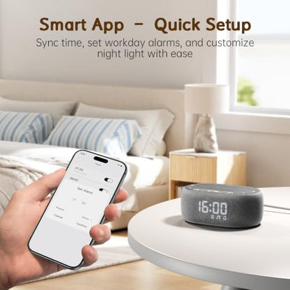 White Noise Machine with Alarm Clock - Sleep Aid & Bedside Speaker
