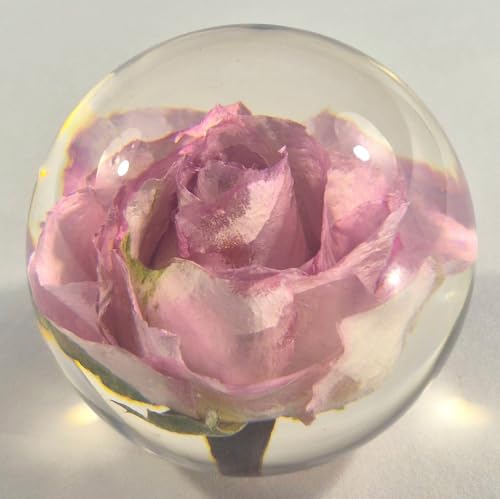 Pink Rose Resin Sphere - Real Flower Crystal Ball Wedding Decor