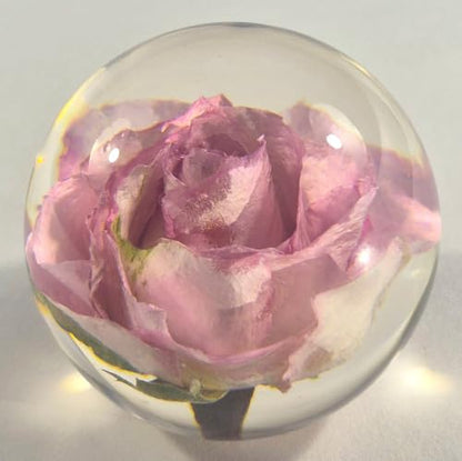 Pink Rose Resin Sphere - Real Flower Crystal Ball Wedding Decor