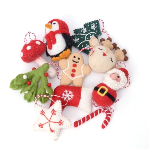 Christmas Felt Ornaments Set of 10 with Oil Diffuser - Mix