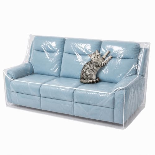 Clear Waterproof Plastic Couch Cover for Sofa - Heavy Duty, 96" W x 40" D x 41" H, Sofa Cover with Elastic Edges - Variation of Sofa / 1