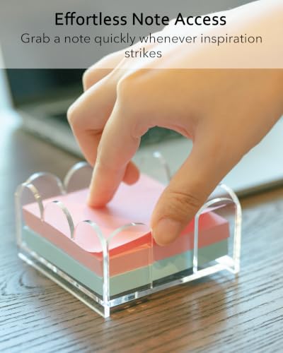 3x3 Acrylic Sticky Note Holder with 100 Sheets of Sticky Notes - Desk Organizer