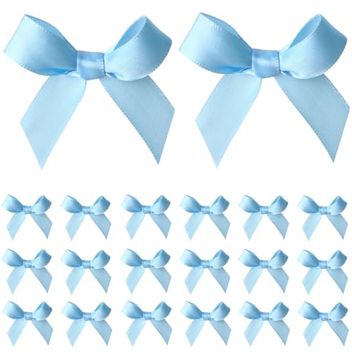 50 Pcs Light Blue Mini Bows 2 Inch for Gift Wrapping & Decorations