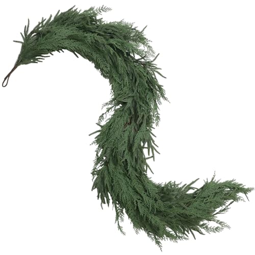Jutom 9 ft Artificial Christmas Garland with Norfolk and Cypress Mix - Indoor Outdoor Decor