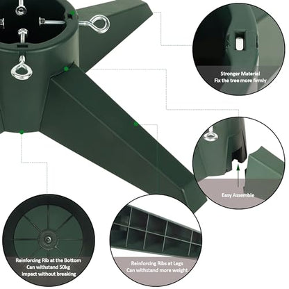 Green Christmas Tree Stand for Real & Artificial Trees, Fits Up to 8FT