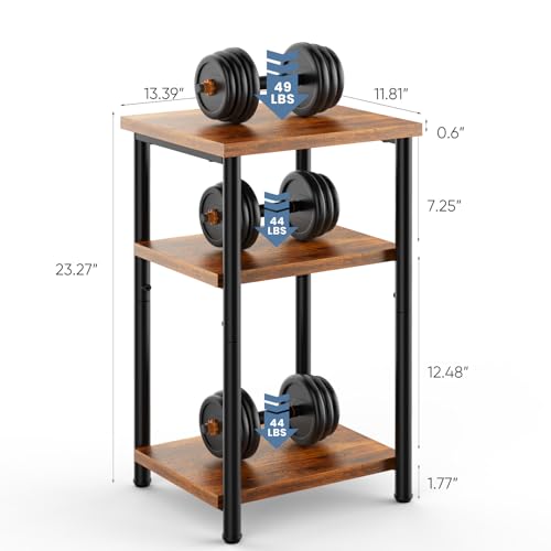 Walnut Brown 3-Tier Small Side Table for Narrow Spaces - Modern Nightstand