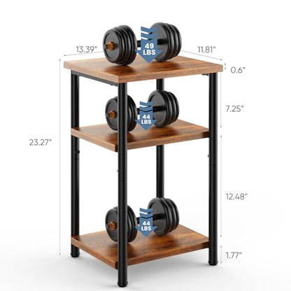 Walnut Brown 3-Tier Small Side Table for Narrow Spaces - Modern Nightstand