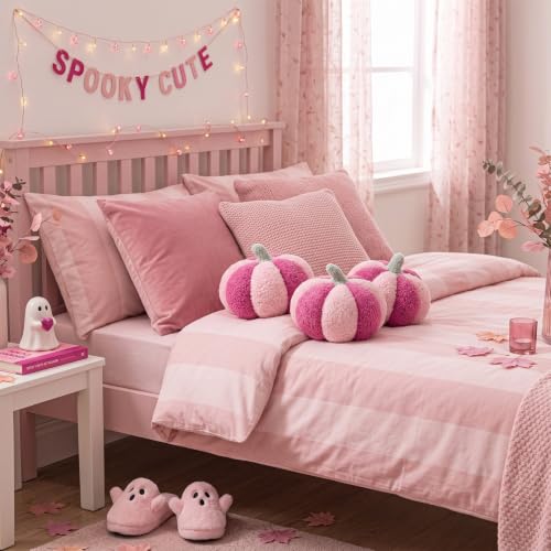 Pink Pumpkin Pillow 3D Stuffed Halloween Fall Decor - 1 / 7 Inch