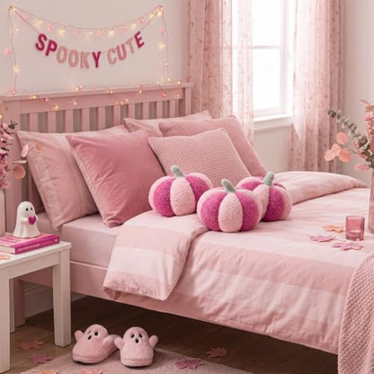 Pink Pumpkin Pillow 3D Stuffed Halloween Fall Decor - 1 / 7 Inch