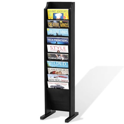 Solid Wood Magazine Rack Floor Stand Black 11x12x49 Inches - Sintuff