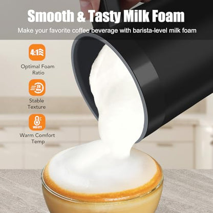 Electric Milk Frother 13.5oz Large Capacity Foam Maker Black - Multifunctional