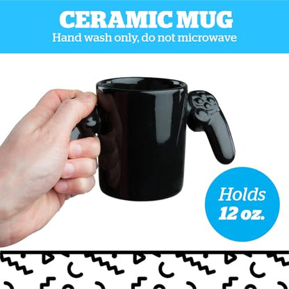 Game Over Ceramic Coffee Mug with Video Game Controller Handle - 14 Ounce Gamer Gift