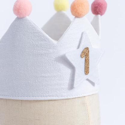 Reusable Birthday Crown with Interchangeable Numbers 1-9 - Pink, Peach & Green - Variation of 1-9hat
