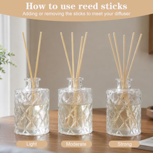 8 Glass Reed Diffuser Bottles with Sticks Set - Refillable Home Fragrance Containers