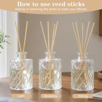 8 Glass Reed Diffuser Bottles with Sticks Set - Refillable Home Fragrance Containers