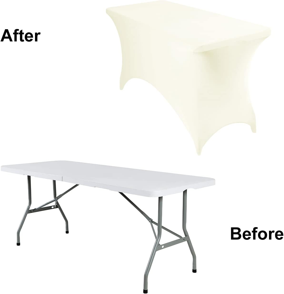 Spandex 4ft Waterproof Table Cover - Elegant Ivory for Parties, Weddings & Events