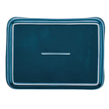 Rachael Ray Solid Glaze Ceramics Bakeware / Lasagna Pan / Baker, Rectangle - 9 Inch x 12 Inch, Marine Blue