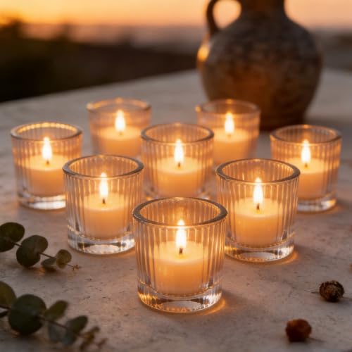 48 Pack Glass Votive Candle Holders - Clear 2x2.5 Inch Tealight Holders - Elegant Home Decor & Wedding Party Supplies