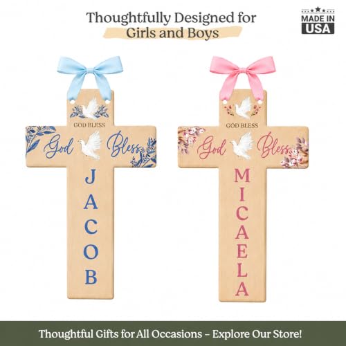 Personalized Catholic Baptism Cross for Boys & Girls May God Bless