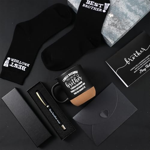 Brother Gifts Set - Coffee Mug Socks Pen Card Gift Box for Brothers