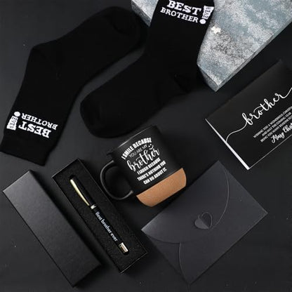 Brother Gifts Set - Coffee Mug Socks Pen Card Gift Box for Brothers