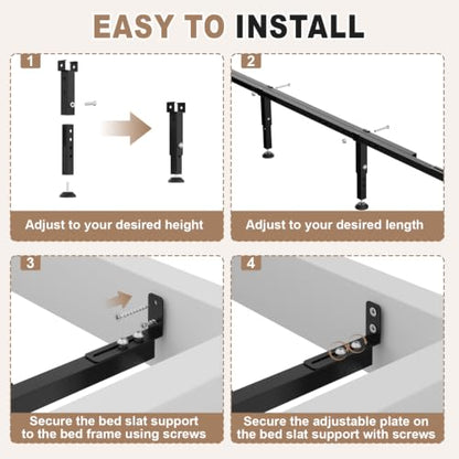 Bed Slats Center Support System 4 Cross Rail with 8 Adjustable Legs - Metal