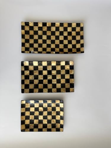 Black & Gold Shell Plates Set of 3 Handmade Bali Tropical Decor