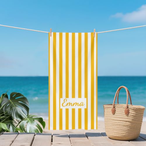 Personalized Beach Towel with Name - Custom Microfiber Pool & Vacation Towel Style B3