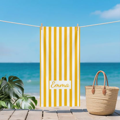 Personalized Beach Towel with Name - Custom Microfiber Pool & Vacation Towel Style B3