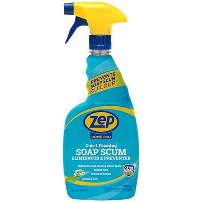 Zep Home Pro 2-in-1 Foaming Soap Scum Eliminator and Preventer, Morning Dew Scent, R54006-32 Fl Oz -Bleach-Free Formula