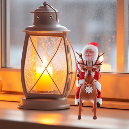 Animated Christmas Riding Deer with Music - Holiday Decor, 21.5cm