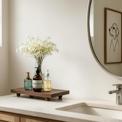 Solid Walnut Wood Riser Stand - 12x7 Rustic Pedestal Tray for Counter Decor - Variation of 12" x 7" x 1.8"
