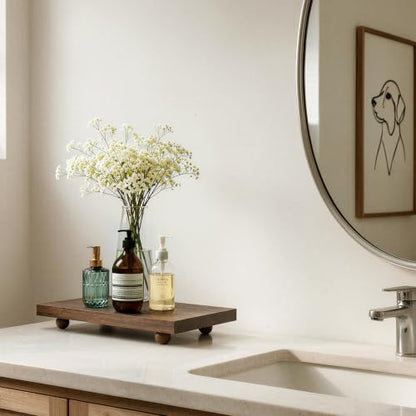 Solid Walnut Wood Riser Stand - 12x7 Rustic Pedestal Tray for Counter Decor - Variation of 12" x 7" x 1.8"