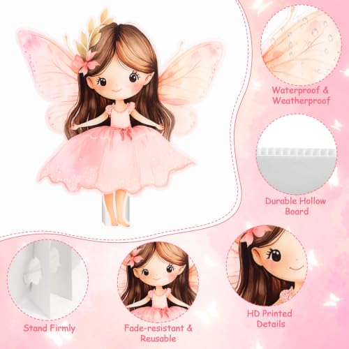 Fairy Cardboard Cutouts for Birthday Party Decorations - 5 Pieces Large Fairy Set
