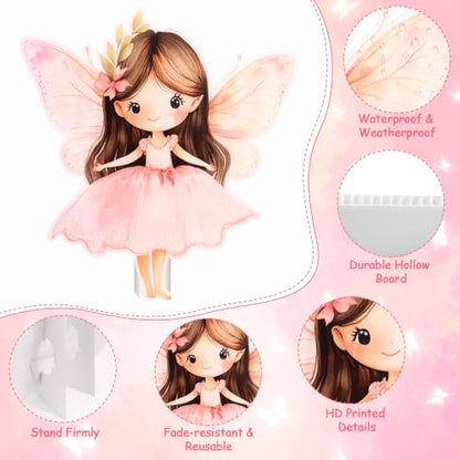 Fairy Cardboard Cutouts for Birthday Party Decorations - 5 Pieces Large Fairy Set