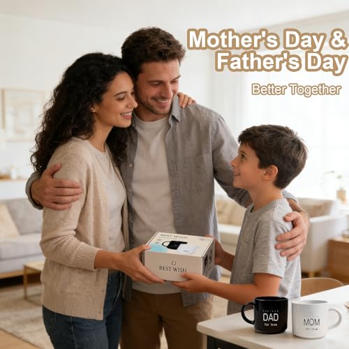 Mom and Dad Couple Mugs Set - 12 oz Ceramic Coffee Cups for Baby Shower Gift - Variation of Dad-Mom-Z