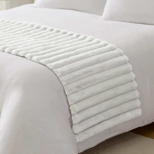 Riverbrook Home Everett Faux Fur Bed Runner - White, 24 x 80 Inches